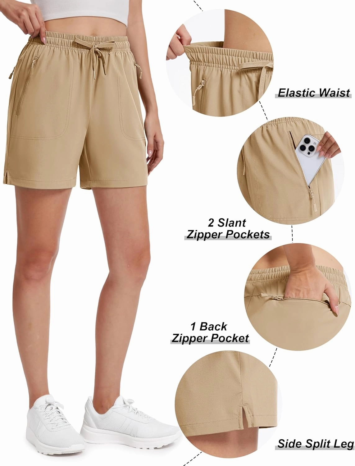 TACVASEN Women's 5'' Hiking Shorts Quick Dry Golf Lightweight UPF50  Athletic Shorts Summer Water Resistant Zipper Pockets
