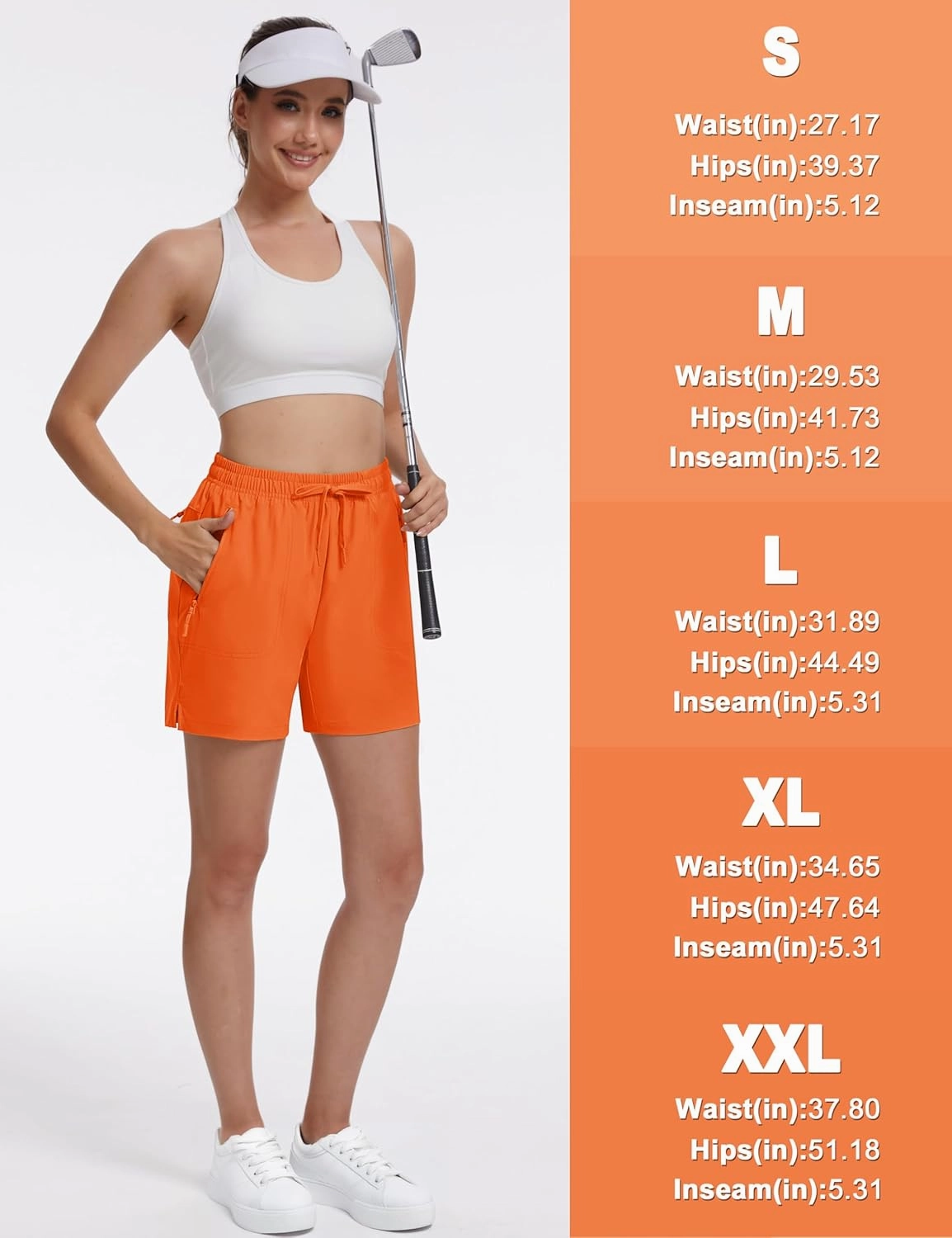 TACVASEN Women's 5'' Hiking Shorts Quick Dry Golf Lightweight UPF50  Athletic Shorts Summer Water Resistant Zipper Pockets