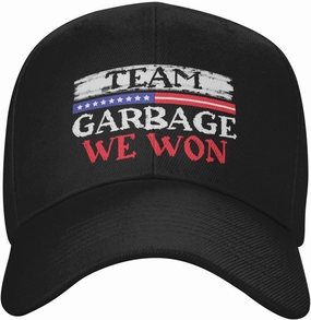 Team Garbage We Won Baseball Cap Adjustable Safety Classic Golf Hat Running Outdoor Activities Breathable Lightweight Black