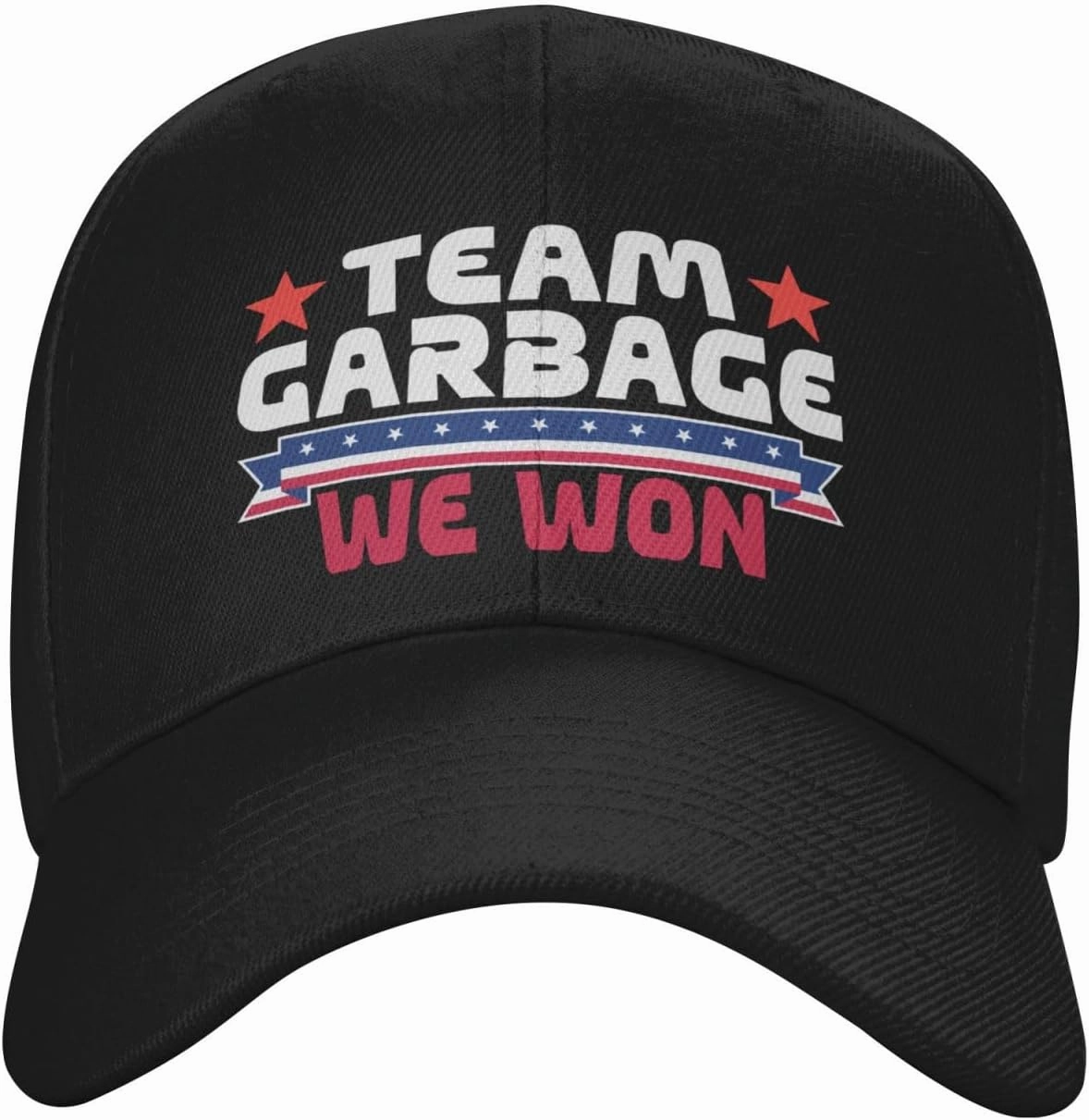 Team Garbage We Won Baseball Cap Adjustable Safety Classic Golf Hat Running Outdoor Activities Breathable Lightweight Black