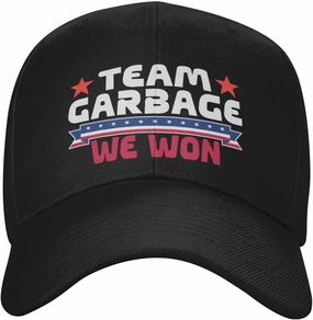 Team Garbage We Won Baseball Cap Adjustable Safety Classic Golf Hat Running Outdoor Activities Breathable Lightweight Black