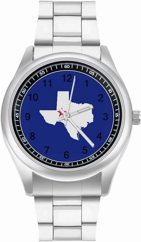 Texas Flag Map Casual Wrist Watches for Men Classic Business Dress Watch Big Face for Work Gym