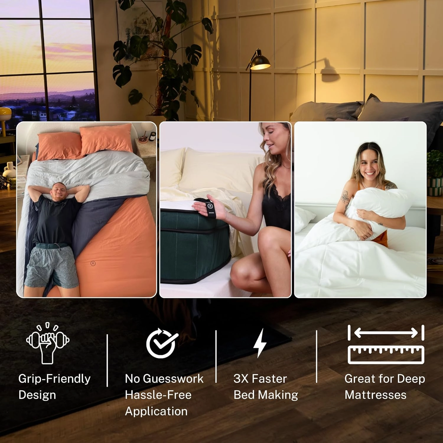 The LAD Collective 3.0 Fitted Sheet - Deep Pocket Bed Cover with EasyGrip™ Loop Straps, Durable Elastic & Temperature Regulating Fabric - Premium Bed Sheets - Yosemite/Queen