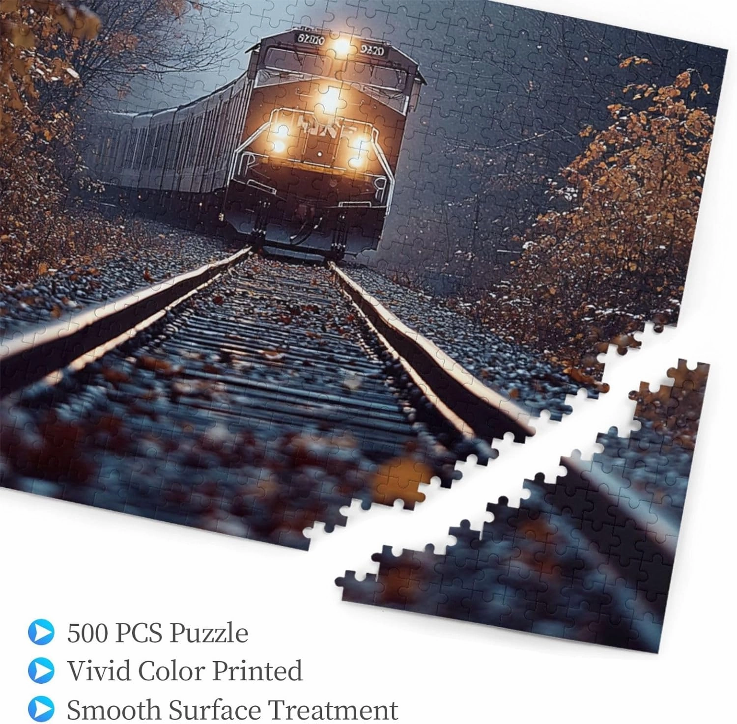 The Locomotive in The Train Tracks 500 pcs Adult Wooden Jigsaw Puzzle，Stunningly Vibrant Colors Flight of Thought，UAdults Funny Artwork，Pieces Fit Together Perfectly，Gifts for Family