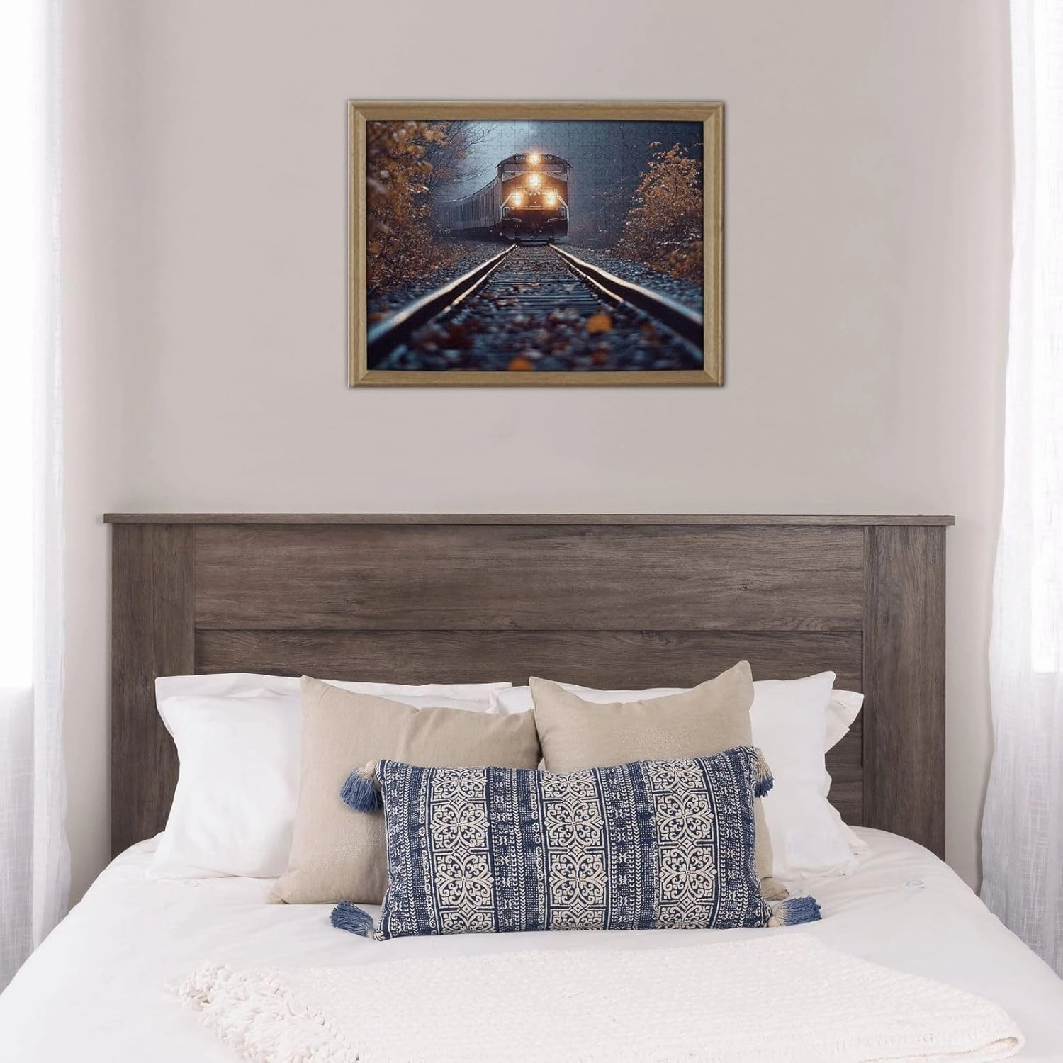 The Locomotive in The Train Tracks 500 pcs Adult Wooden Jigsaw Puzzle，Stunningly Vibrant Colors Flight of Thought，UAdults Funny Artwork，Pieces Fit Together Perfectly，Gifts for Family