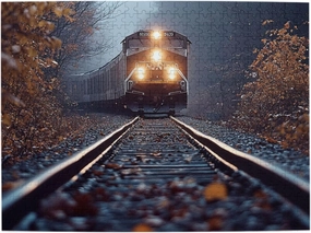 The Locomotive in The Train Tracks 500 pcs Adult Wooden Jigsaw Puzzle，Stunningly Vibrant Colors Flight of Thought，UAdults Funny Artwork，Pieces Fit Together Perfectly，Gifts for Family