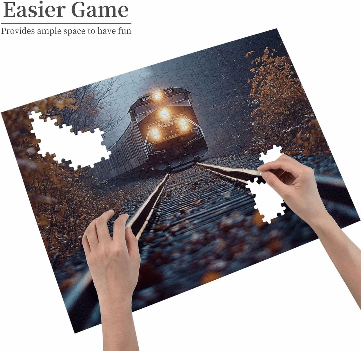 The Locomotive in The Train Tracks 500 pcs Adult Wooden Jigsaw Puzzle，Stunningly Vibrant Colors Flight of Thought，UAdults Funny Artwork，Pieces Fit Together Perfectly，Gifts for Family