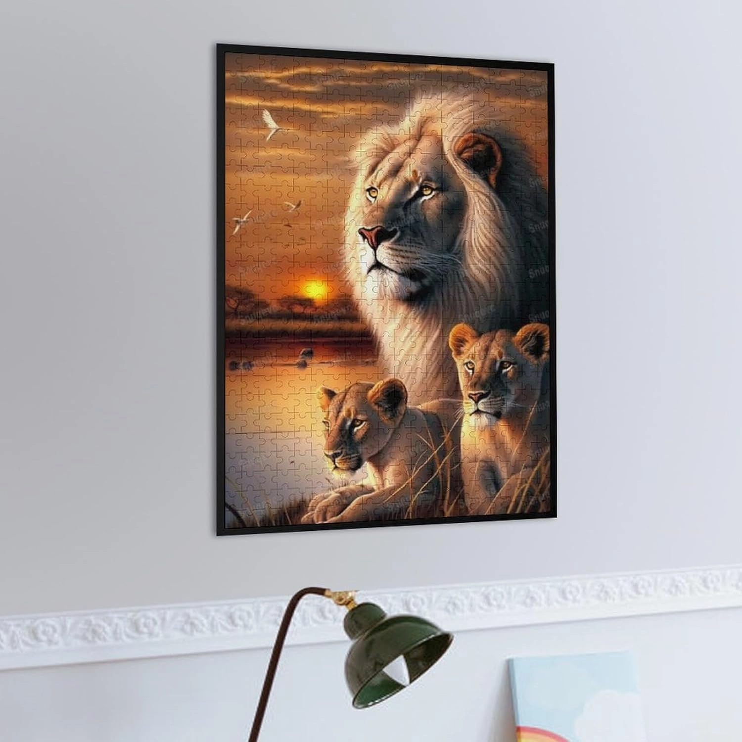 The Sunset Lions Adult Jigsaw Puzzle 500 Pieces - Eco-Friendly, Unique Artwork Jigsaw Puzzle, Large Piece Puzzle, Great for Beginners and Seniors, Great Gift for Friends and Family
