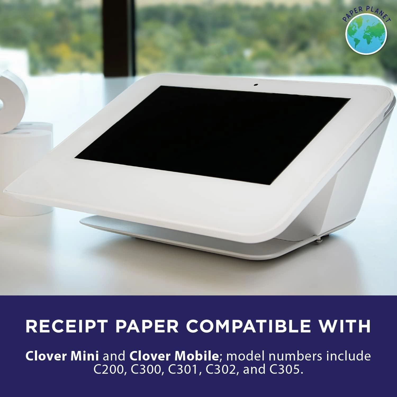 Thermal Paper for Clover Mini by Paper Planet | Credit Card Receipt Paper Rolls Compatible with Clover Mini POS models C200, C300, C301, C302, C305 | 8 Rolls