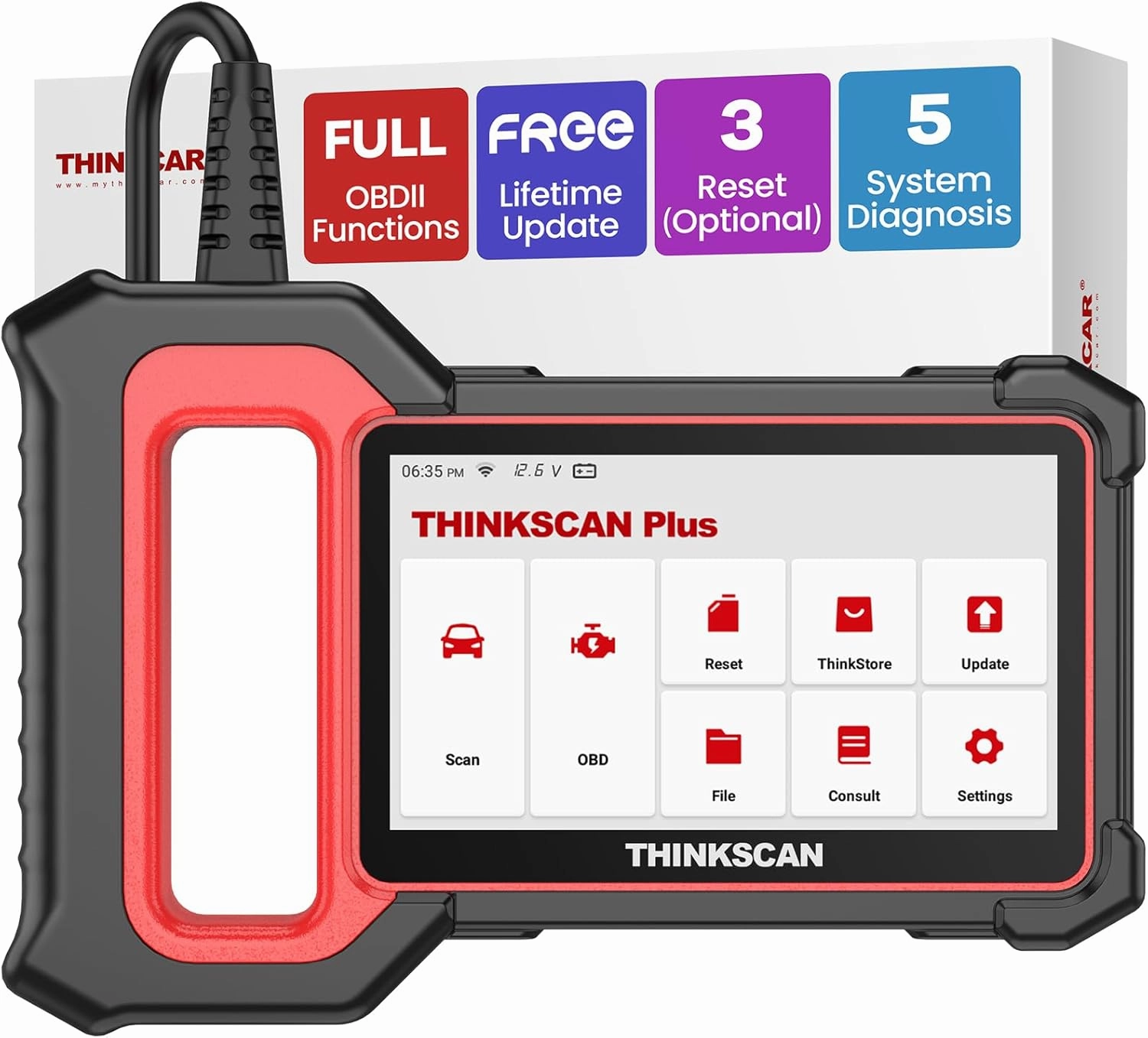 THINKCAR OBD2 Scanner, ThinkScan Plus S4 ABS,SRS,TCM,ECM,BCM Scan Tool with 3 Special Services Options, 94 Vehicle Brands Car Code Reader, FCA AutoAuth, Wireless Update