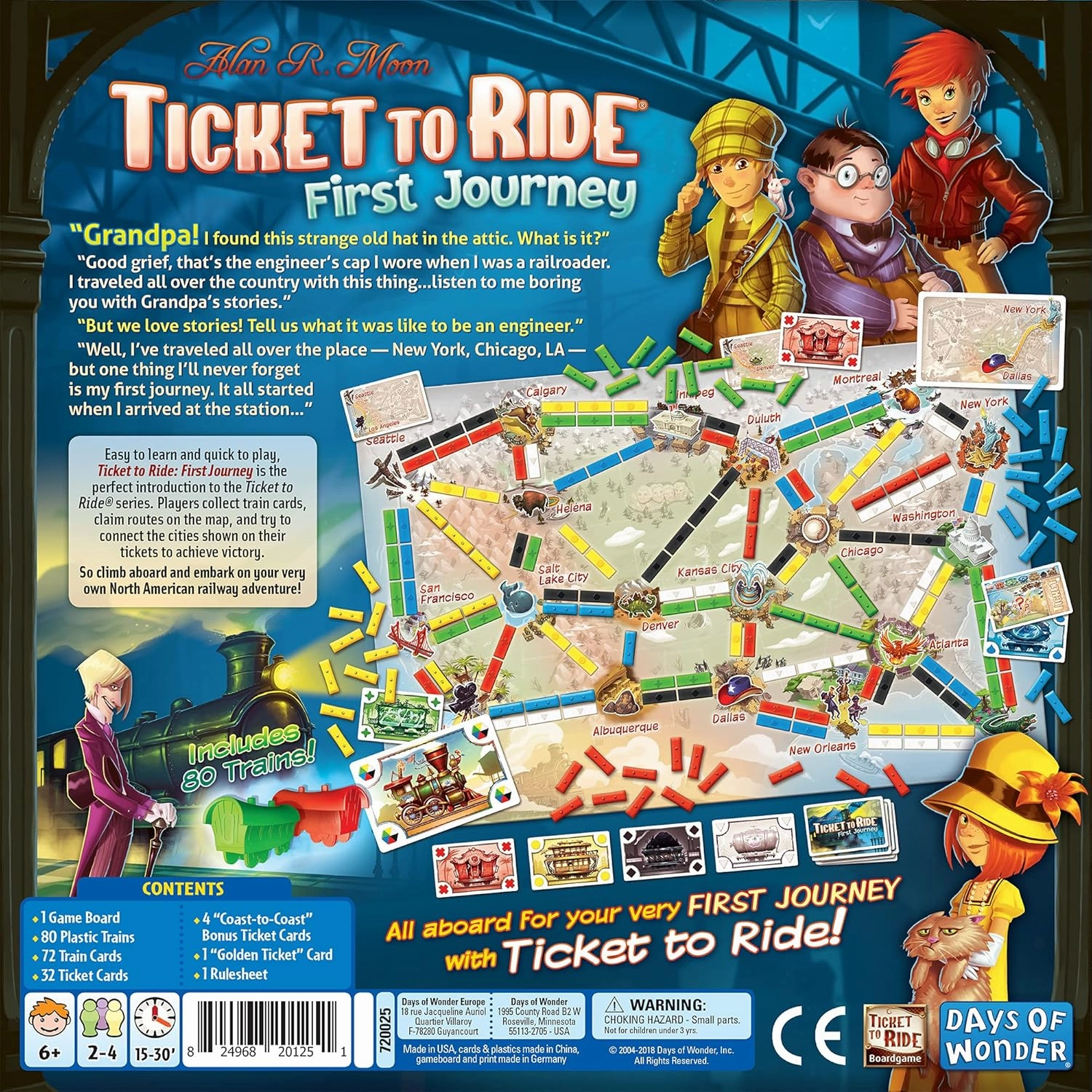 Ticket to Ride First Journey Board Game - Fun and Easy for Young Explorers! Train Strategy Game, Family Game for Kids & Adults, Ages 6 , 2-4 Players, 15-30 Min Playtime, Made by Days of Wonder