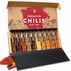 TIMBER TASTE® Spicy Chili Spice Gift Set for Men & Women [UP TO 1,200,000 SCOVILLE] - Gifts for Women & Men - Birthday Gift Ideas - Guajillo Chiles, Ancho Chiles, Carolina Reaper Chili Flakes & More