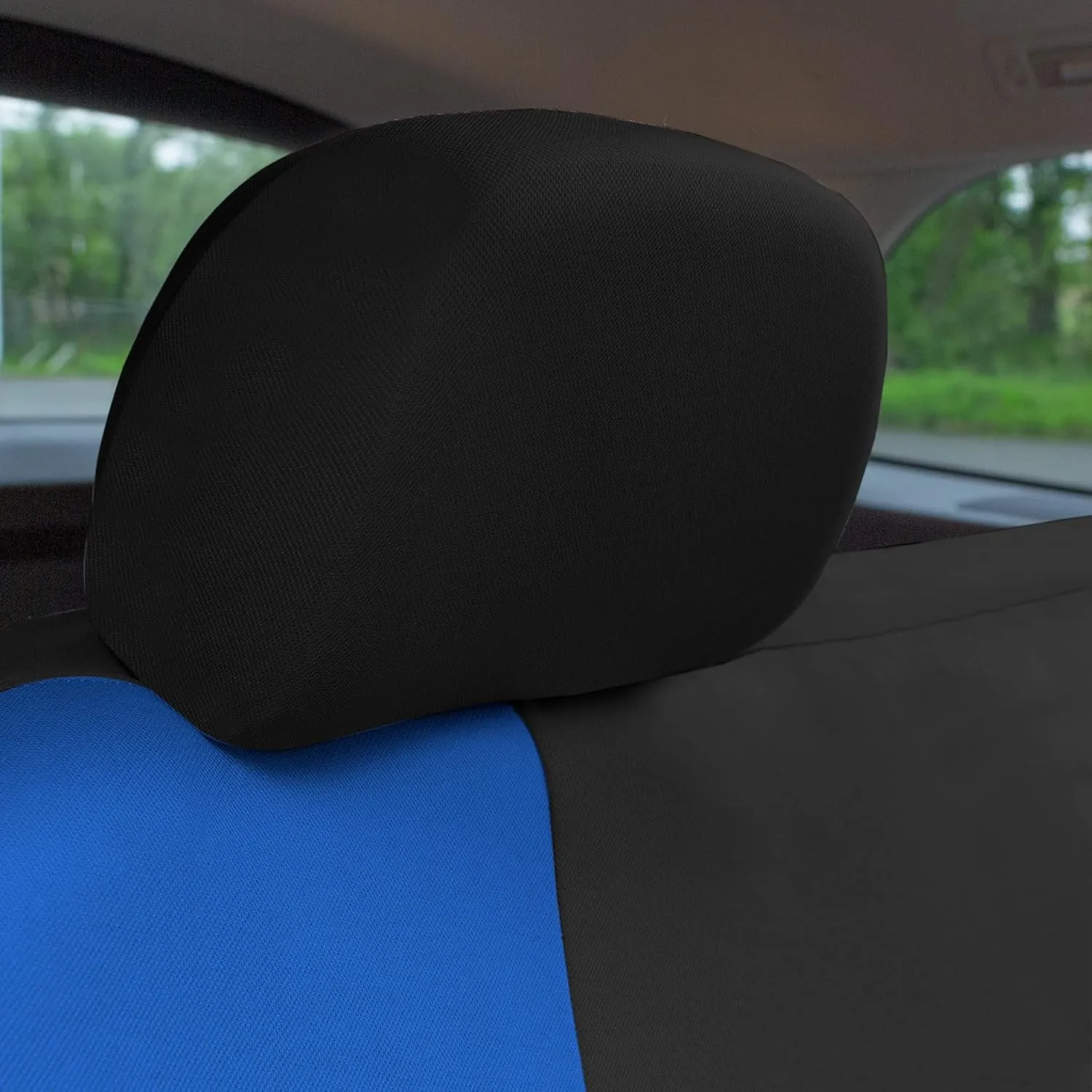 TLH Universal Fit Automotive Seat Covers Blue Cloth Car Seat Covers Full Set, Car Seat Protector Interior Accessories Classic Flat Cloth Car Seat Covers fit for Most Cars, Trucks, SUVs or Vans