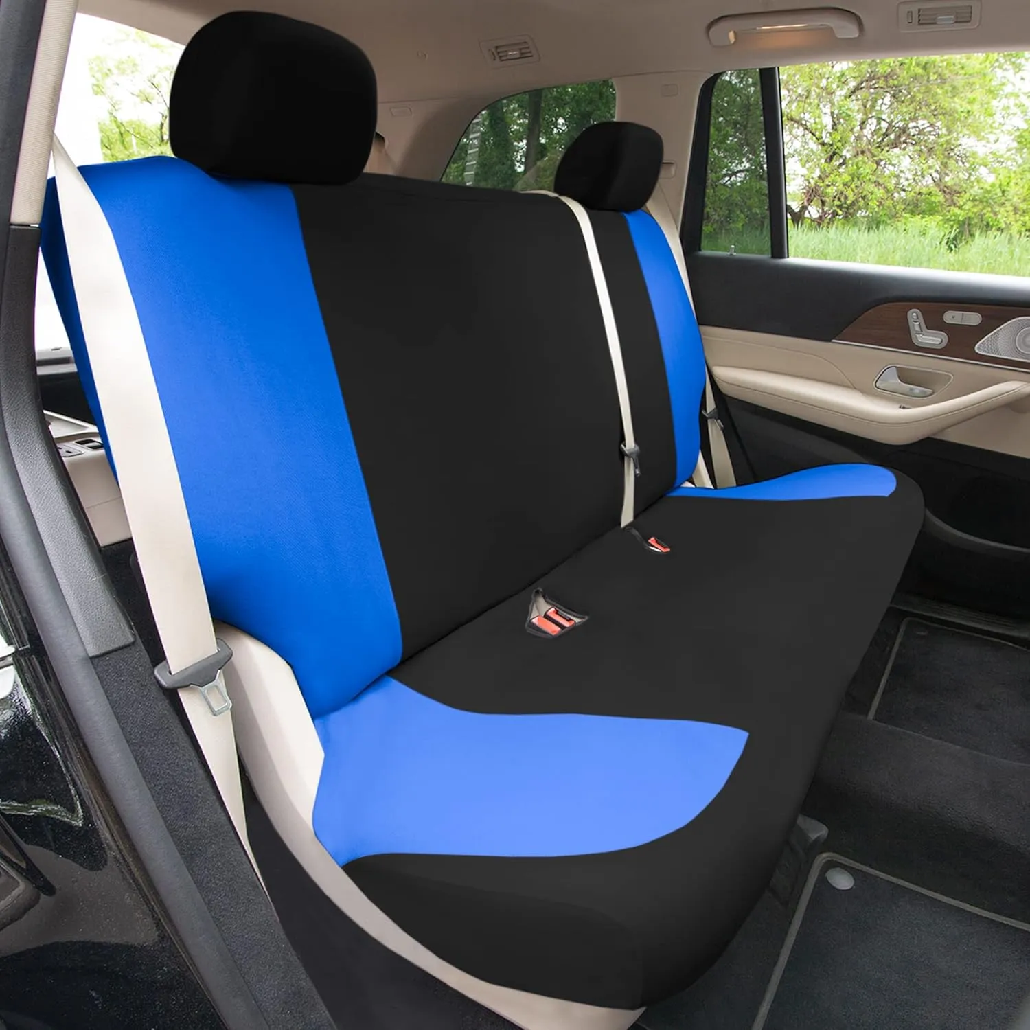TLH Universal Fit Automotive Seat Covers Blue Cloth Car Seat Covers Full Set, Car Seat Protector Interior Accessories Classic Flat Cloth Car Seat Covers fit for Most Cars, Trucks, SUVs or Vans