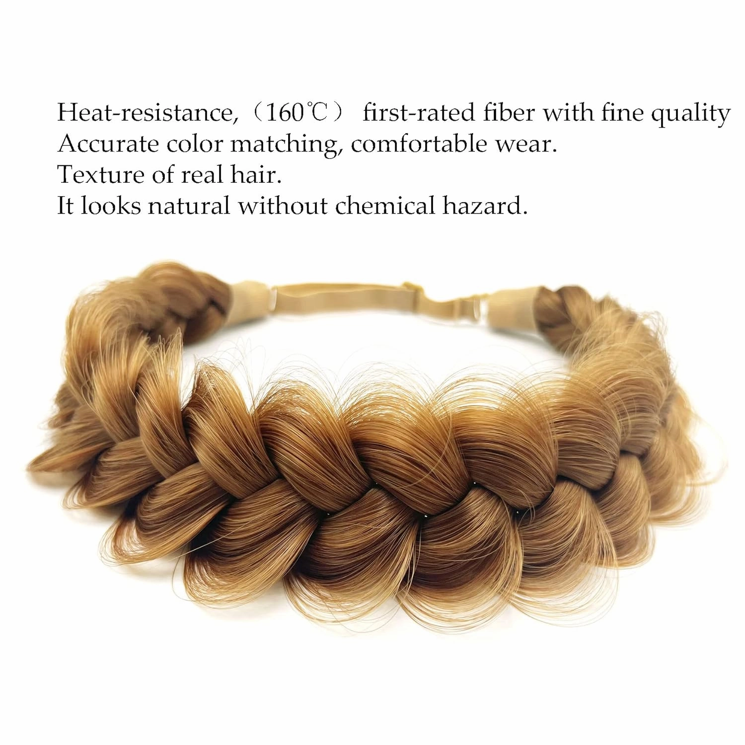 TOECWEGR Synthetic Hair Braided Headband Classic Wide Strands Wedding Disorderly Fluffy Braids Wig Band Women Beauty Accessory