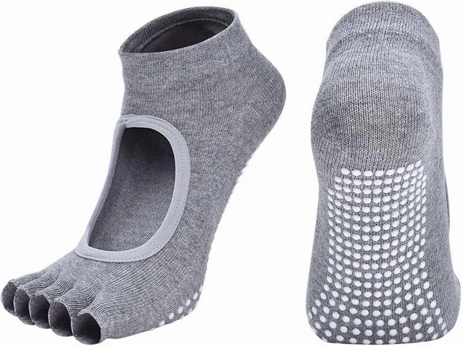 Toeless Yoga Socks for Women Pilates Socks with Grips Cotton Non Slip Open Toe Socks for Pilates Pure Barre Ballet Dance