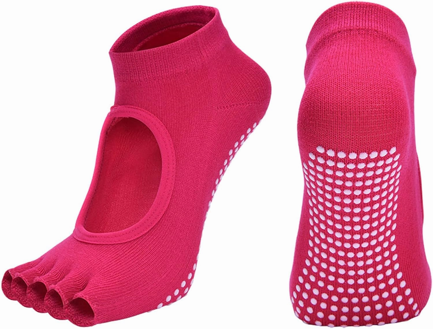 Toeless Yoga Socks for Women Pilates Socks with Grips Cotton Non Slip Open Toe Socks for Pilates Pure Barre Ballet Dance