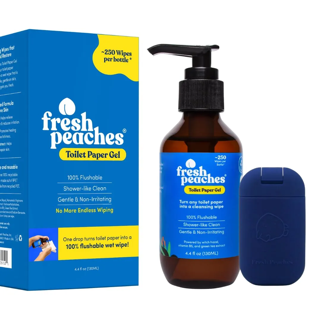 Toilet Paper Gel, Wet Wipe Alternative - Septic Safe, Flushable, Hypoallergenic, Eco-Friendly Toilet Paper Spray (Blue Pocket, Starter w Pocket)