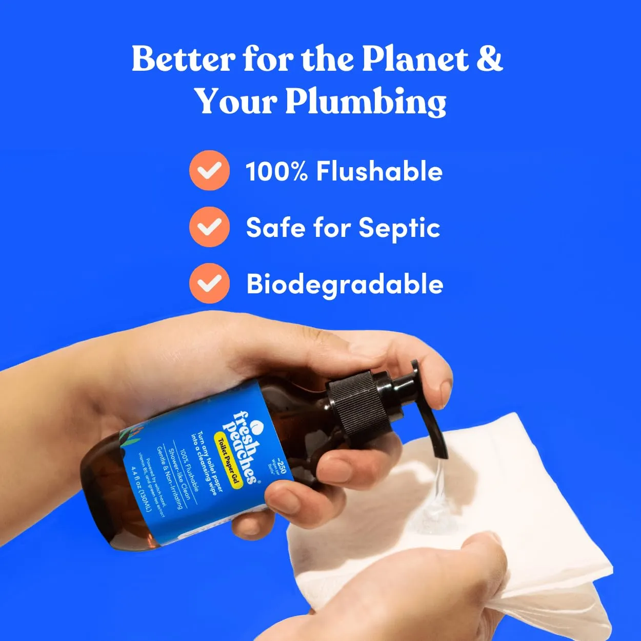 Toilet Paper Gel, Wet Wipe Alternative - Septic Safe, Flushable, Hypoallergenic, Eco-Friendly Toilet Paper Spray (Blue Pocket, Starter w Pocket)