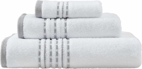Tommy Bahama - Towel Set, Highly Absorbent Premium Cotton Towels with Embroidered Hem Details, Tropical Inspired Design, Oeko-Tex Certified (Cliff Side Grey, 3-Piece)