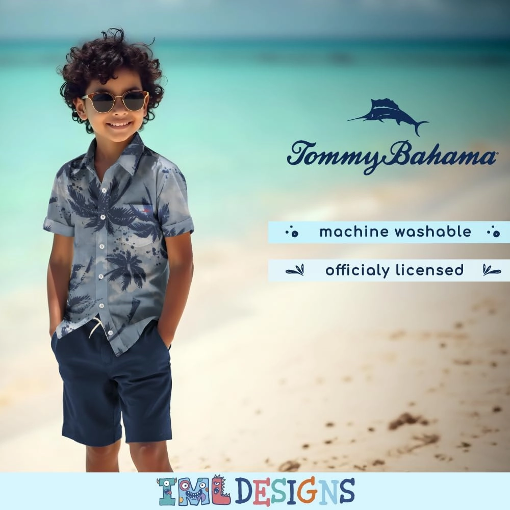Tommy Bahama Boys Classic Woven Button-Down Shirt - Summer Short-Sleeve Hawaiian Shirt with Pocket for Kids