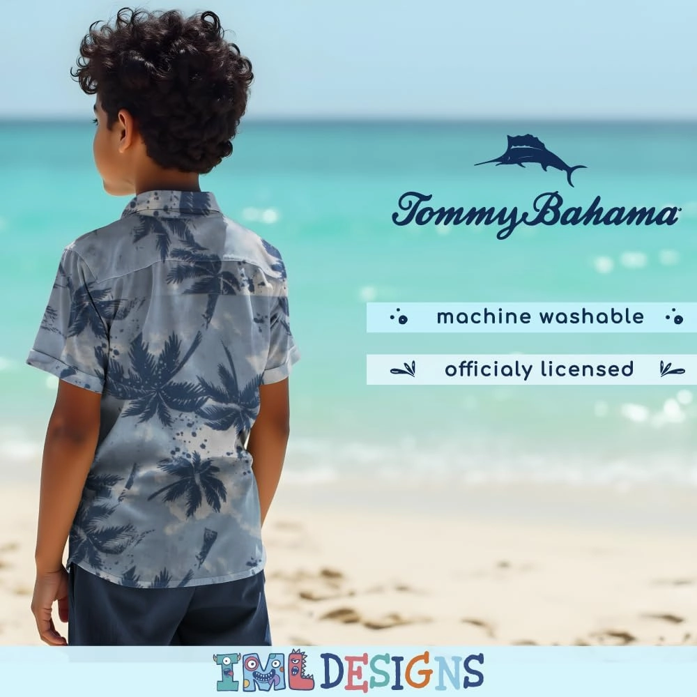 Tommy Bahama Boys Classic Woven Button-Down Shirt - Summer Short-Sleeve Hawaiian Shirt with Pocket for Kids