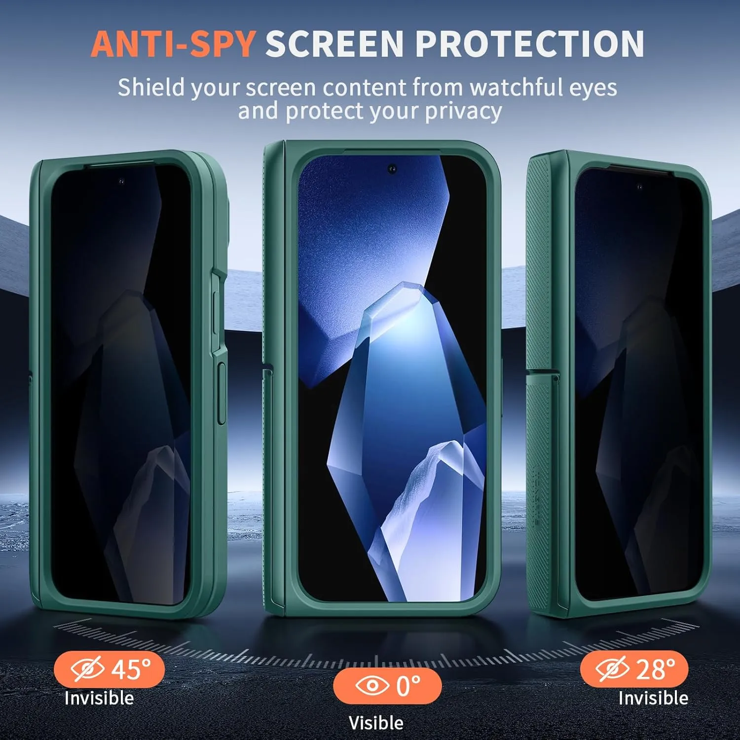 TONGATE Magnetic for Pixel 9 Pro Fold Case with Privacy Screen Protector, [Compatible with MagSafe] [with Camera Cover & Hinge Protection] Full-Body Rugged Stand Case for Google Pixel 9Pro Fold, Green