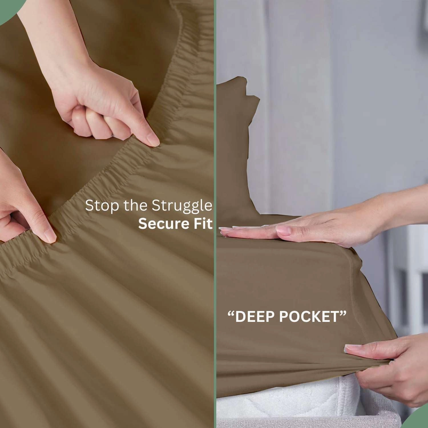 Top Split King Sheets Sets for Adjustable beds, Sheets for Sleep Number Bed Split King deep Pocket, 34" Split Top King Sheets 100% Cotton, Flex Top Sheets, Taupe Solid