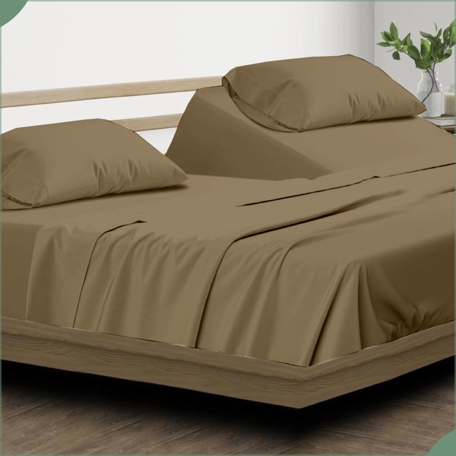 Top Split King Sheets Sets for Adjustable beds, Sheets for Sleep Number Bed Split King deep Pocket, 34" Split Top King Sheets 100% Cotton, Flex Top Sheets, Taupe Solid