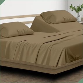 Top Split King Sheets Sets for Adjustable beds, Sheets for Sleep Number Bed Split King deep Pocket, 34" Split Top King Sheets 100% Cotton, Flex Top Sheets, Taupe Solid