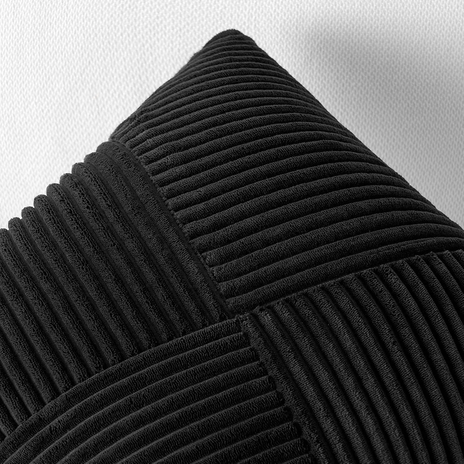 Topfinel Set of 2 Black Decorative Yellow Throw Pillow Covers 20x20 Inch for Couch Sofa Bed, Rustic Farmhouse Boho Home Decor, Soft Corduroy Windmill Textured Striped Patchwork Cushion Cases
