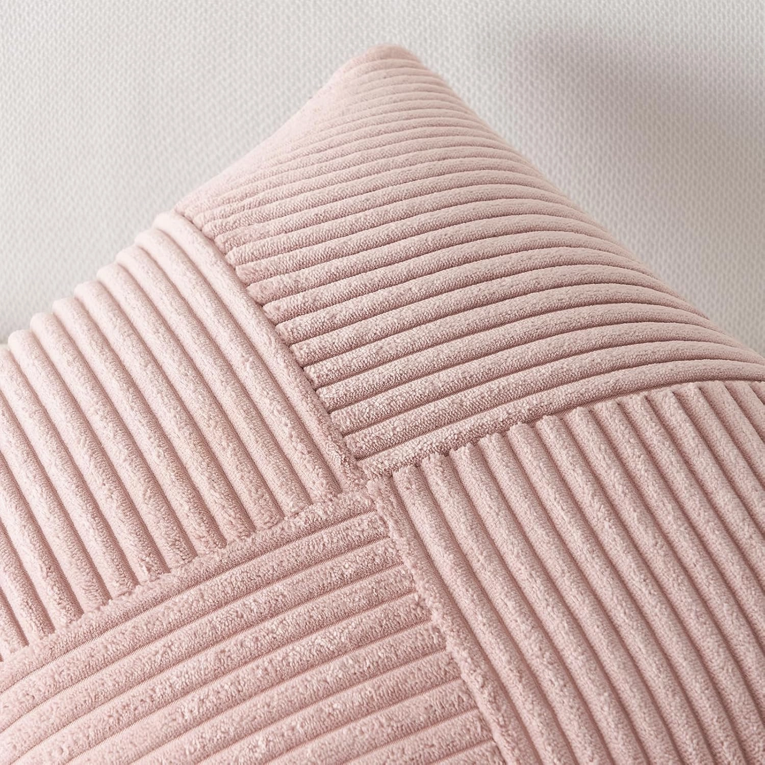 Topfinel Set of 2 Pink Decorative Yellow Throw Pillow Covers 20x20 Inch for Couch Sofa Bed, Rustic Farmhouse Boho Home Decor, Soft Corduroy Windmill Textured Striped Patchwork Cushion Cases