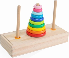 Tower of Hanoi, 10 Rings Puzzle Wooden Logic with Storage Box Logic Puzzle Brain Teaser Intellectual,Logical Thinking Hanoi Tower Brain Teaser Puzzle (Small Size)