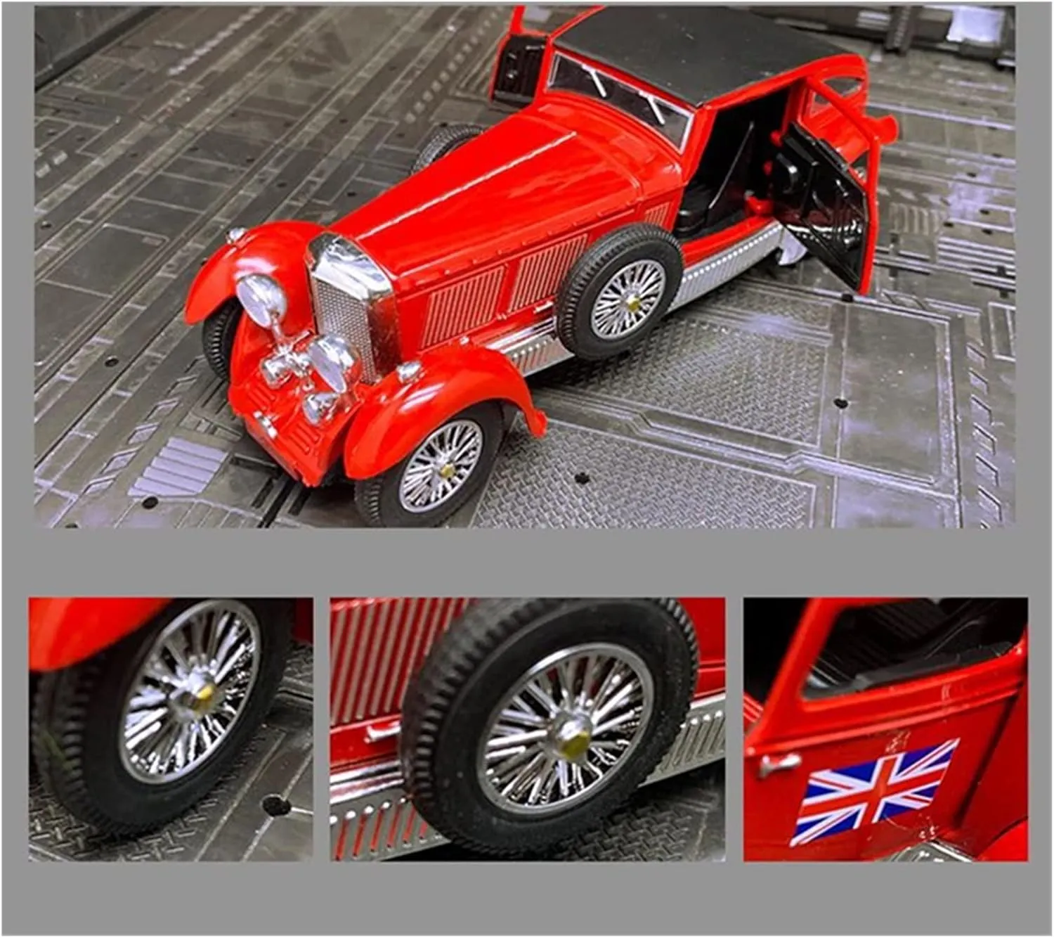 Toy car Model 1:28 Classic Car 8L Alloy Car Model Diecast Toy with Sound and Light High Children Toy Gift (Color : Gold)