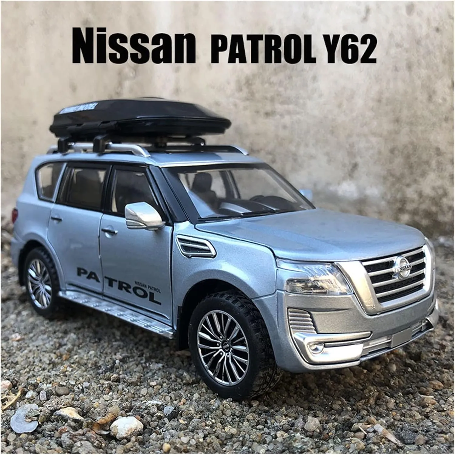 Toy car Model 1:32 for Nisssan Patrol Y62 Car Model Diecast Alloy Car Travel Rack Sound Light Pull Back Toy (Color : White)