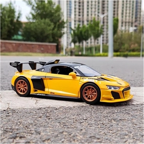 Toy car Model 1:24 for Audi R8 GT2 LMS Alloy Track Racing Car Model Diecasts Toy Sound and Light Collection Kids Gifts (Color : Yellow)