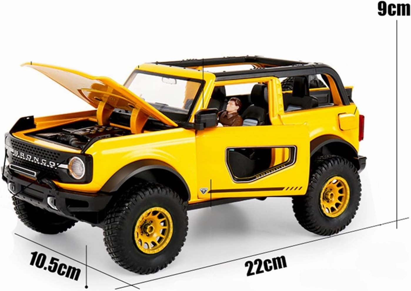 Toy car Model 1:24 for Ford Bronco Lima Alloy Car Model Diecast Toy Off-Road with Sound Light Kids Gifts (Color : Gray)
