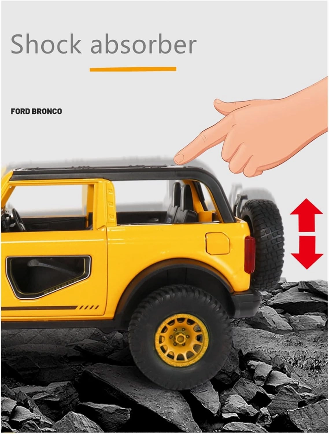 Toy car Model 1:24 for Ford Bronco Lima Alloy Car Model Diecast Toy Off-Road with Sound Light Kids Gifts (Color : Gray)