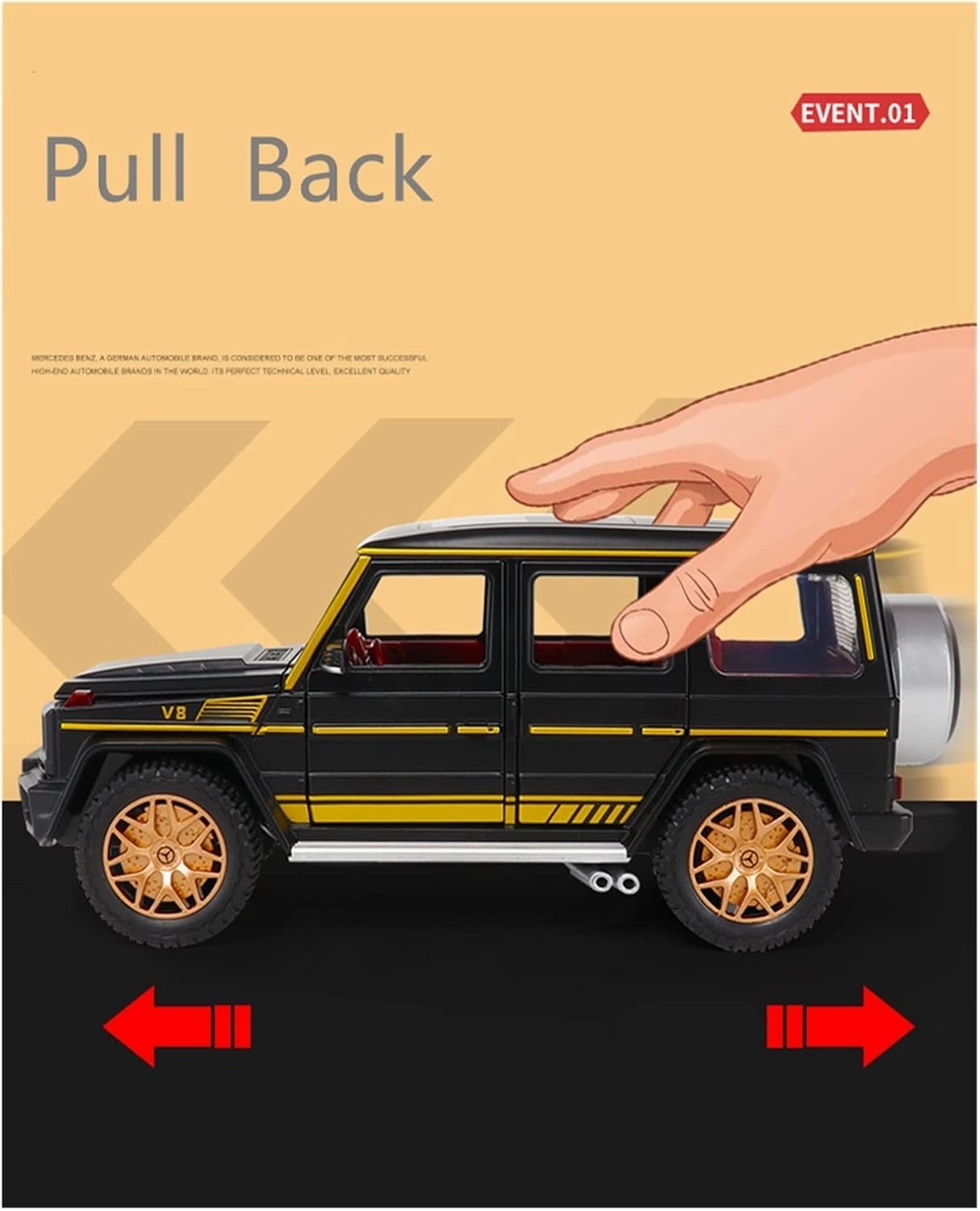Toy car Model 1:24 for G63 G65 Alloy Car Model Diecast Toy Metal Off-Road with Sound and Light Gift (Color : Blue)