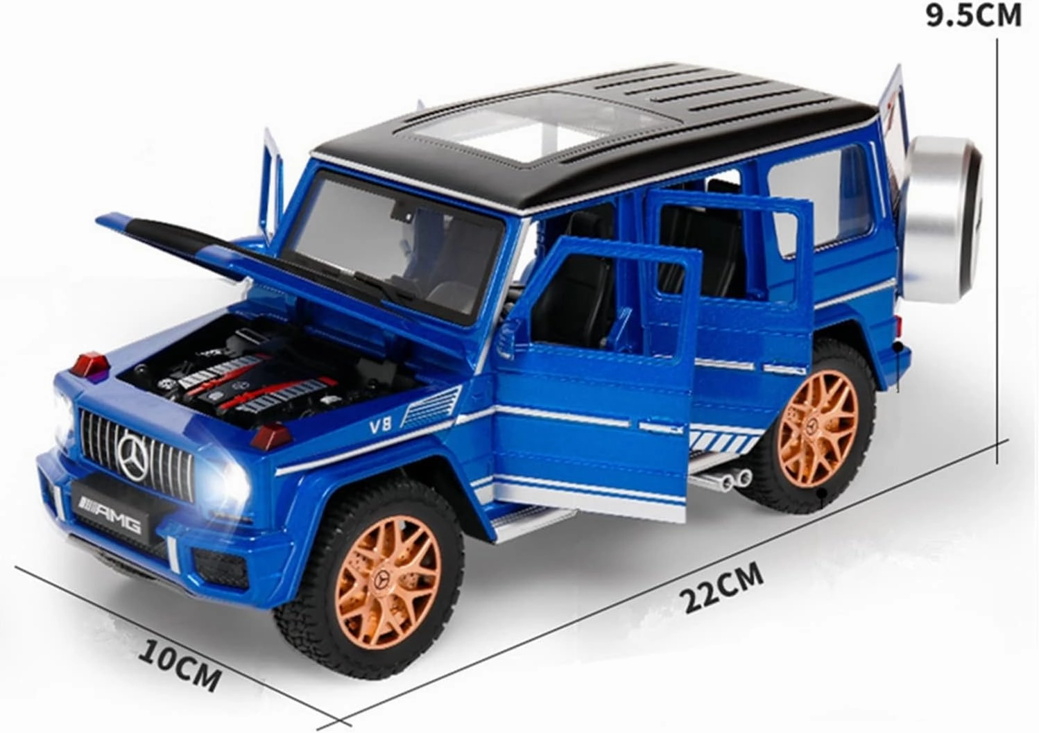 Toy car Model 1:24 for G63 G65 Alloy Car Model Diecast Toy Metal Off-Road with Sound and Light Gift (Color : Blue)