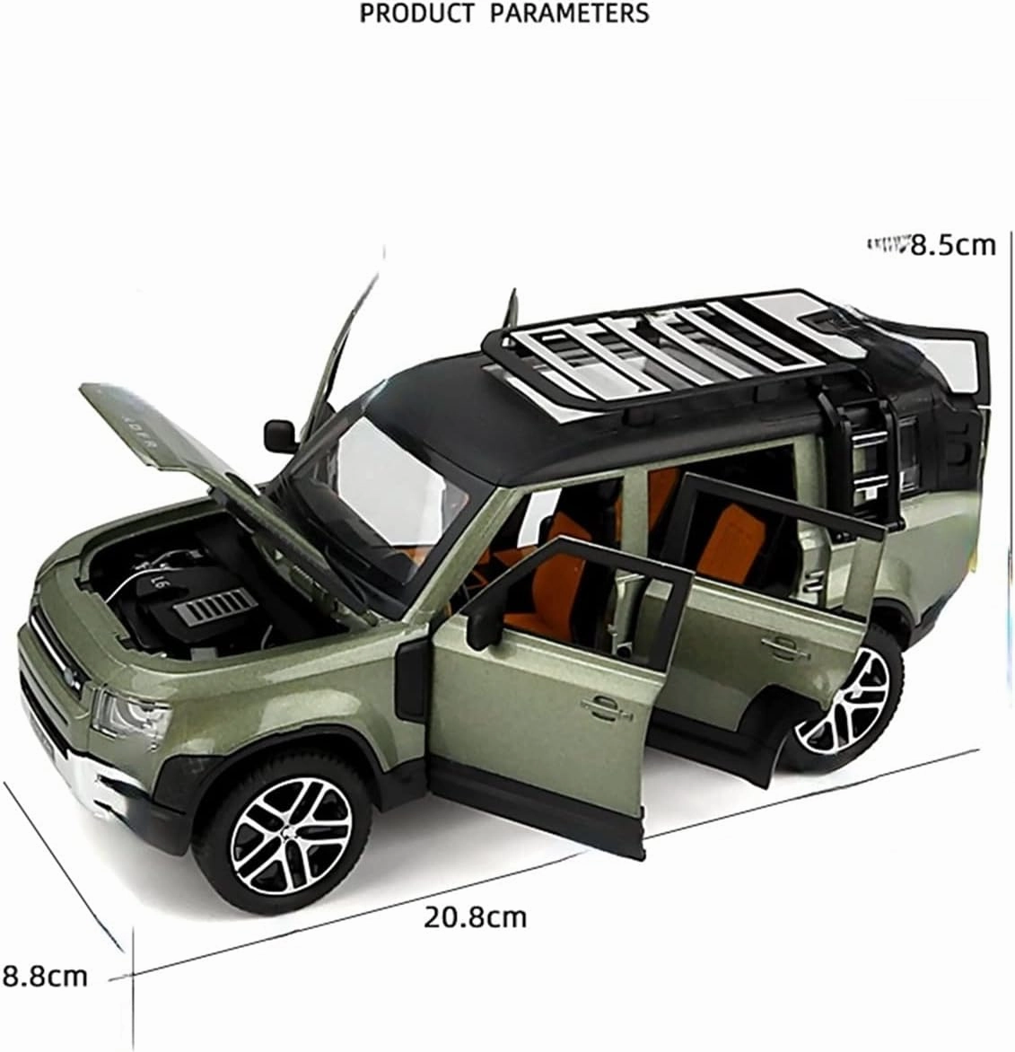 Toy car Model 1/24 for Land Rofer Defender Off-Road Car Model Diecast Alloy Toys Gift Kids Boy Birthday (Color : Silver)