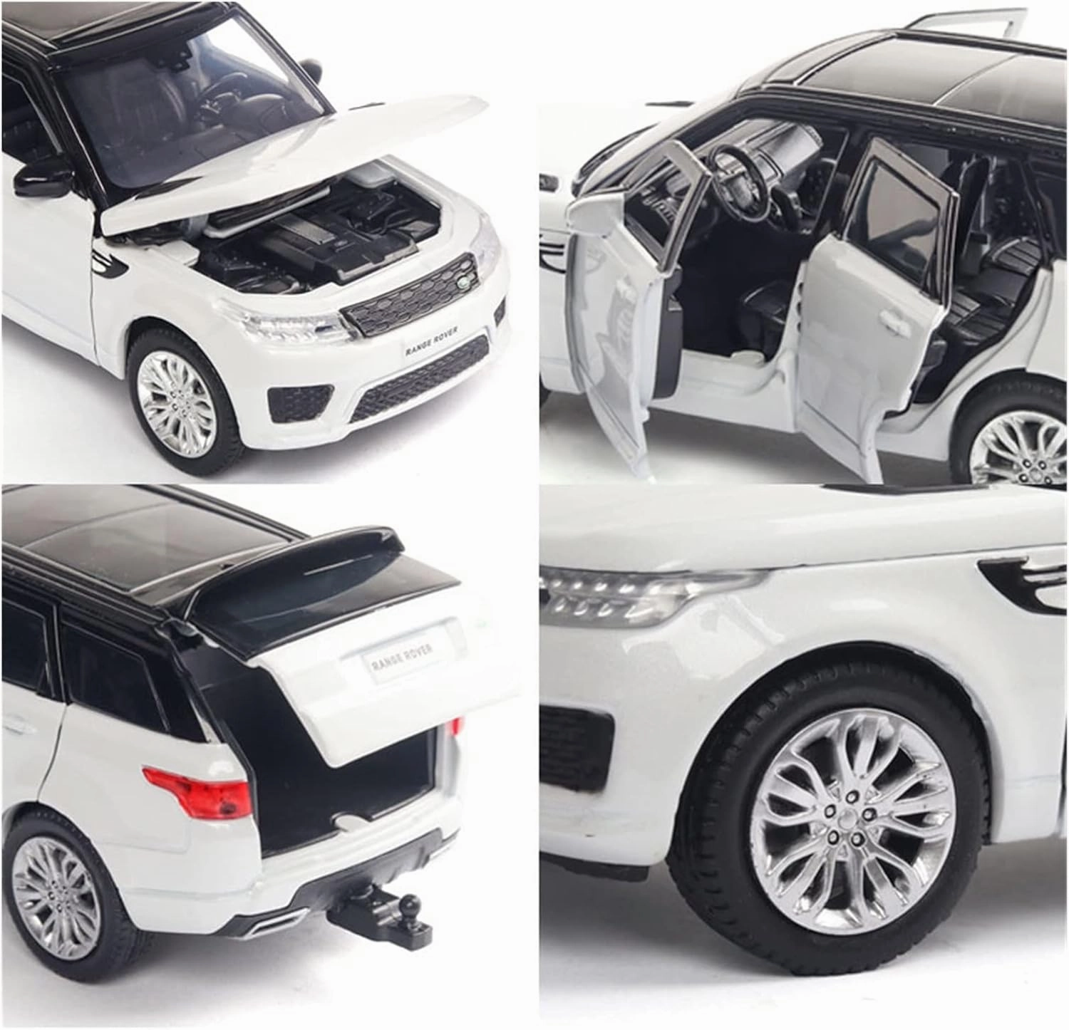 Toy car Model 1:32 Alloy Car for Land-Rover Range Rover Sports Car Model with Sound and Light Toys (Color : Black)