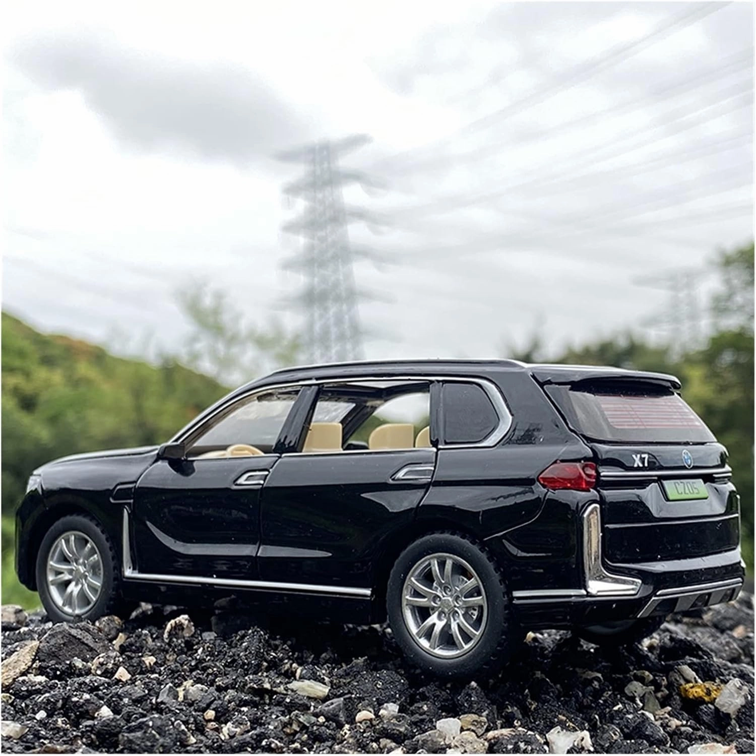 Toy car Model 1:32 for BMW X7 SUV Alloy Car Model Diecasts Toy Car Model High Simulation Sound and Light Childrens Gift (Color : Black)