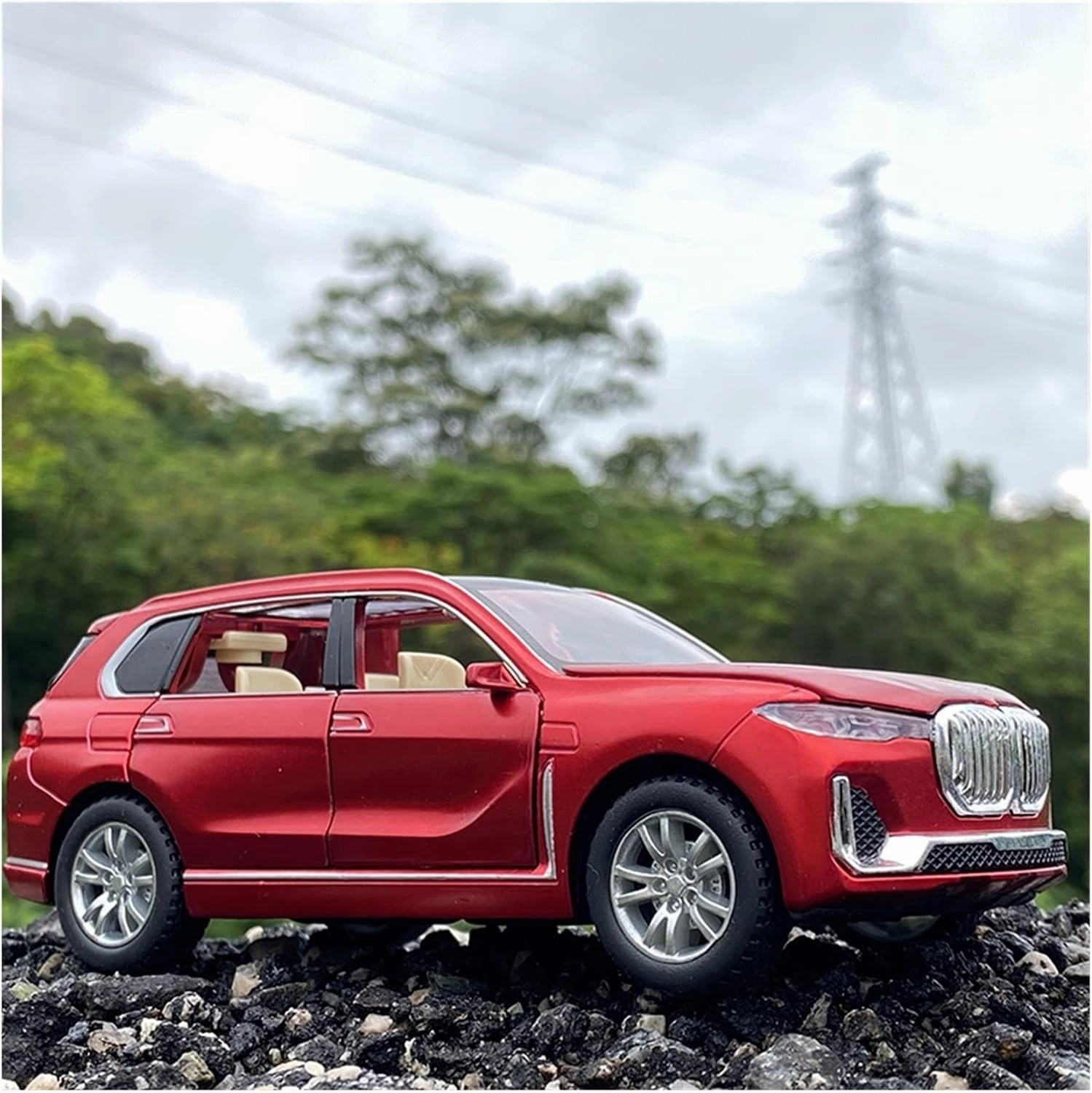 Toy car Model 1:32 for BMW X7 SUV Alloy Car Model Diecasts Toy Car Model High Simulation Sound and Light Childrens Gift (Color : Black)