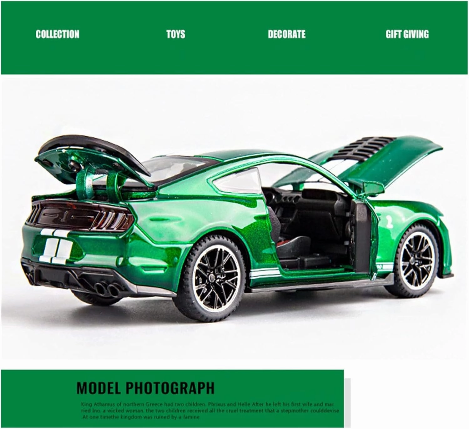 Toy car Model 1:32 for Ford Mustang Shelby GT500 Alloy Car Model Diecasts Toy Sound and Light Collection Gift (Color : F6)