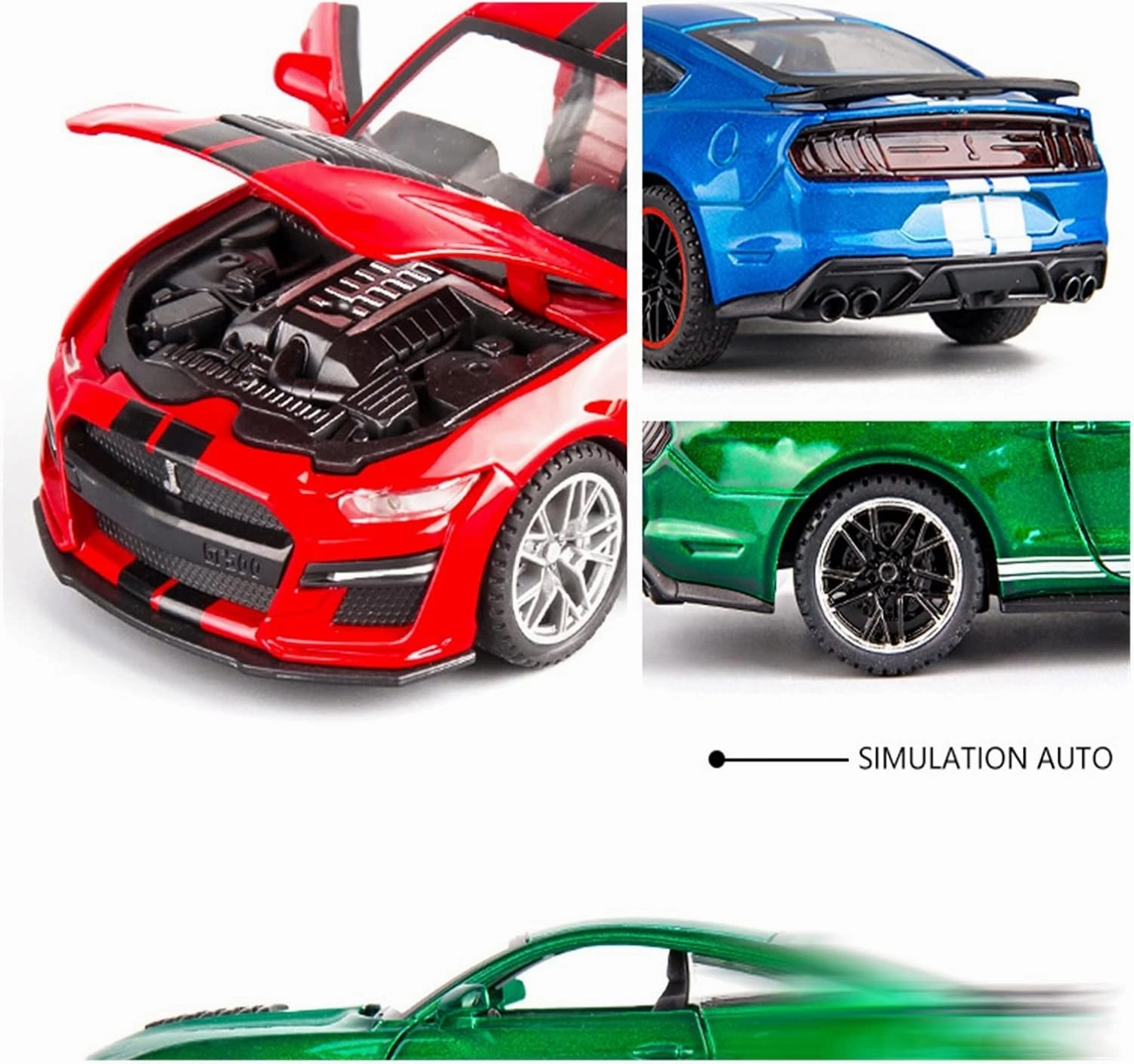 Toy car Model 1:32 for Ford Mustang Shelby GT500 Alloy Car Model Diecasts Toy Sound and Light Collection Gift (Color : F6)