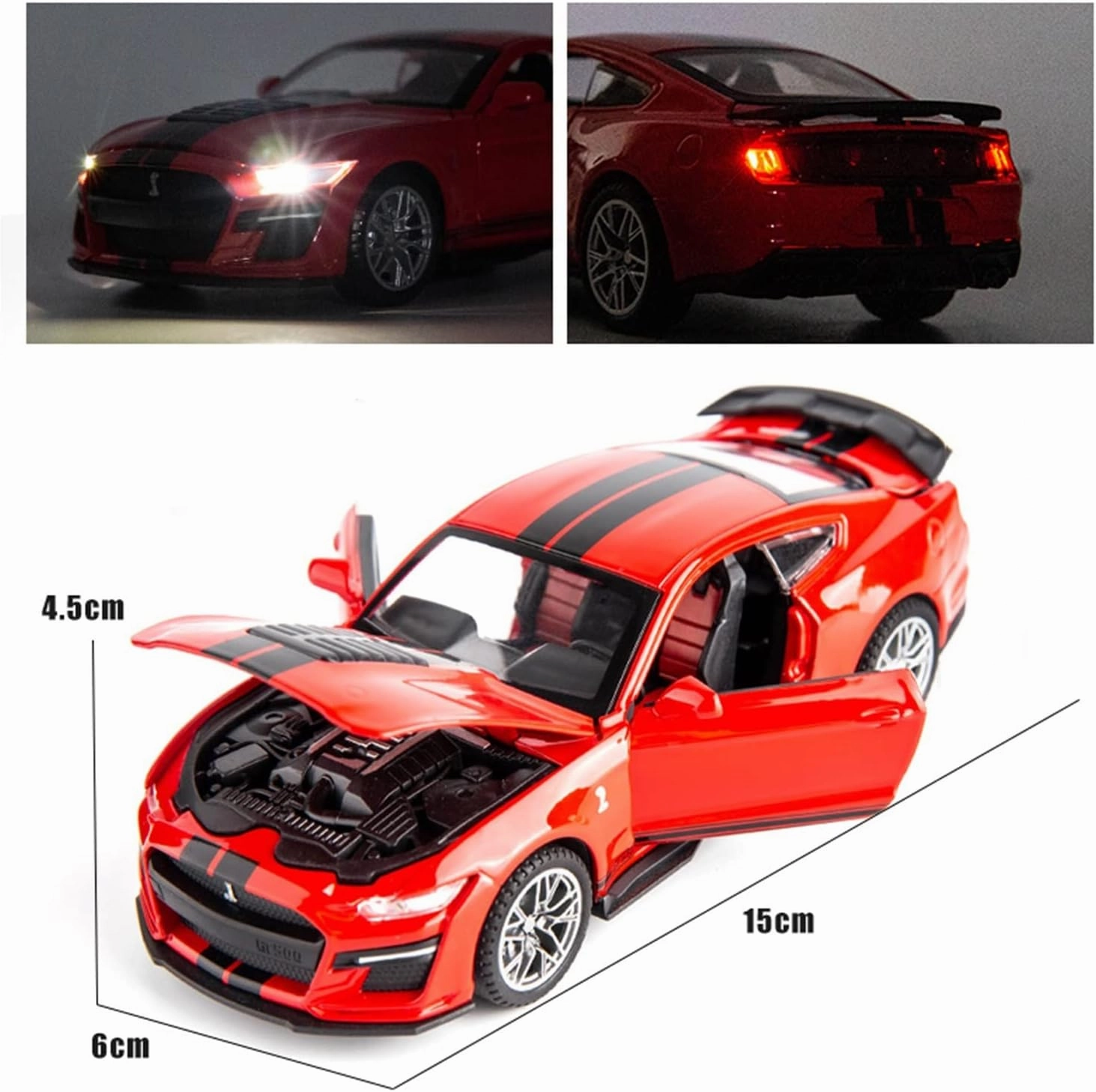 Toy car Model 1:32 for Ford Mustang Shelby GT500 Alloy Car Model Diecasts Toy Sound and Light Collection Gift (Color : F6)