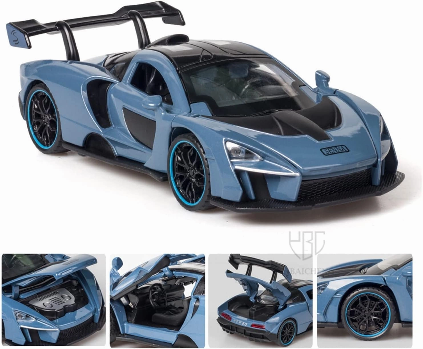 Toy car Model 1/32 for McLaren Senna Sports Car Model Diecast Alloy Toy with Sound Light Pull Back Supercar Toys (Color : Orange)
