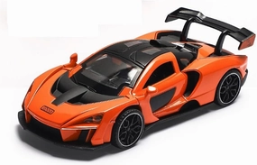 Toy car Model 1/32 for McLaren Senna Sports Car Model Diecast Alloy Toy with Sound Light Pull Back Supercar Toys (Color : Orange)