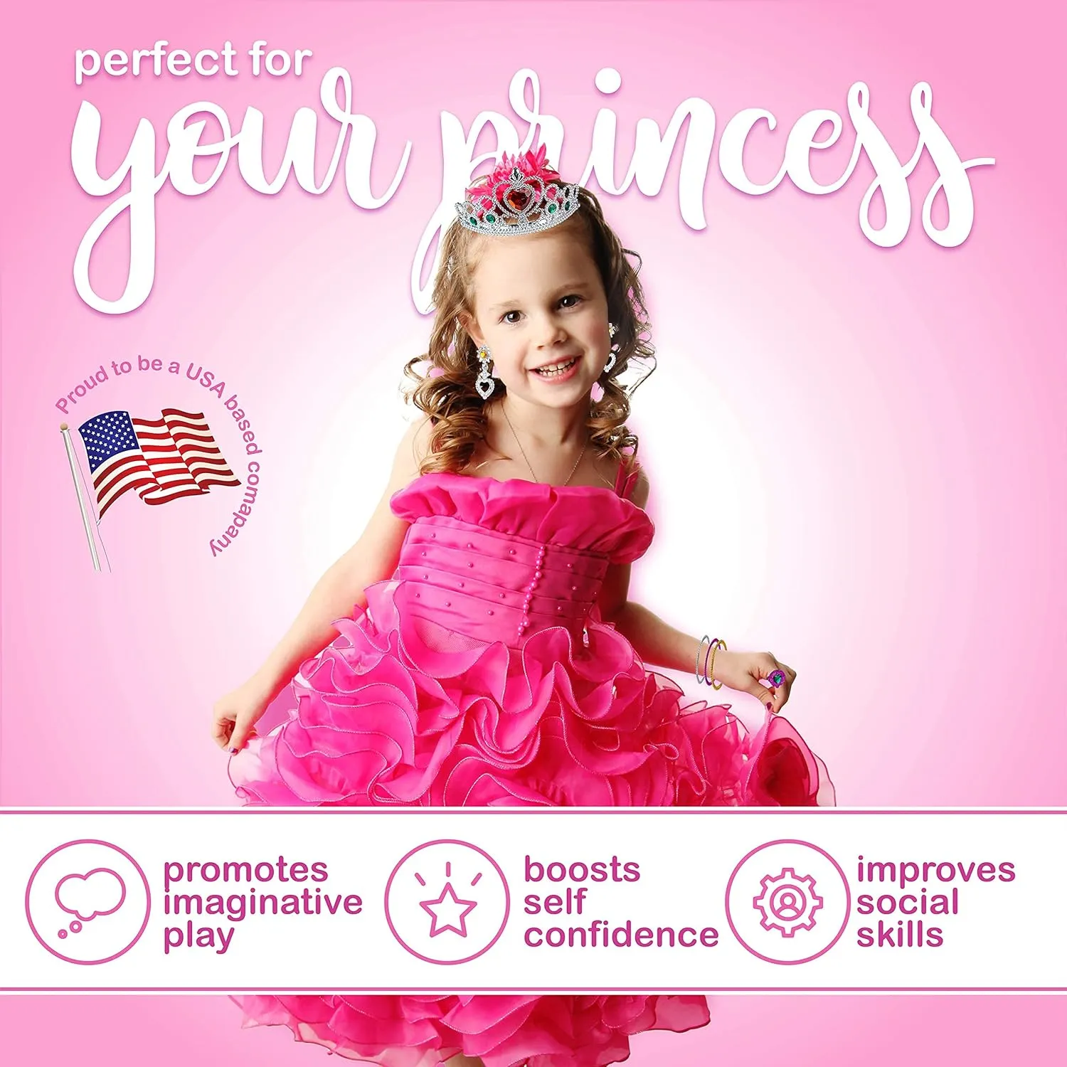 Toyvelt Princess Dress Up Shoes and Jewelry Boutique - Pretend Play for Little Girls Set Incl 4 Pairs Princess Shoes and Lots of Accessories - Toddler Girl Toys (Classic Edition)